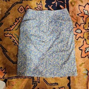 New Talbots Petites Size 8 Stretchy Skirt Leaves Design